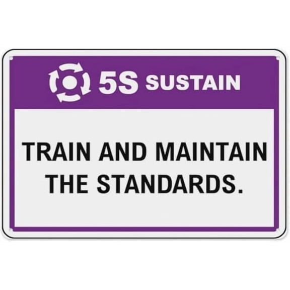 Warning Sign - Sustain, Warning Metal Sign, Vintage Wall Decor for Home, Farm, Bar, Coffee Shop, Club 5S Maintenance Zones, 12X8 Inch