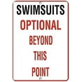 thumbnail image 1 of Warning Sign Swimsuits Optional Beyond This Point Activity Sign Business Sign 12X8 Inches Aluminum Metal Tin Sign, 1 of 4