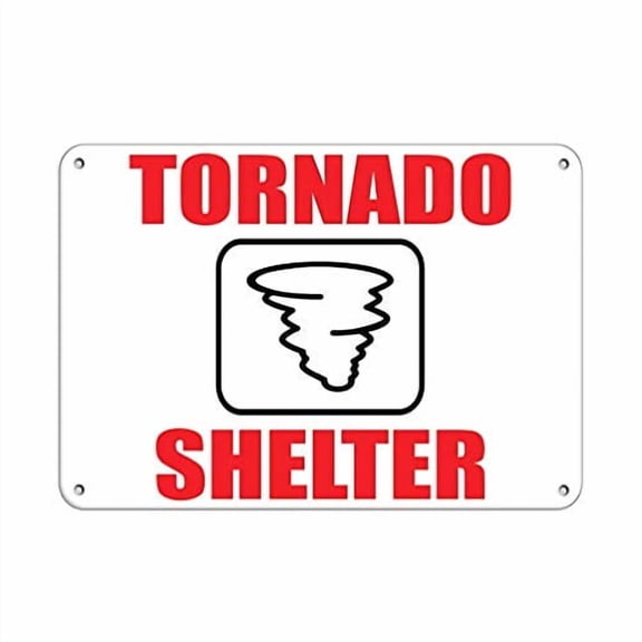 Warning Sign Tornado Shelter Hazard Sign Emergency Road Sign Business Signes Metal Tin Sign Size: 12 x 16 inch
