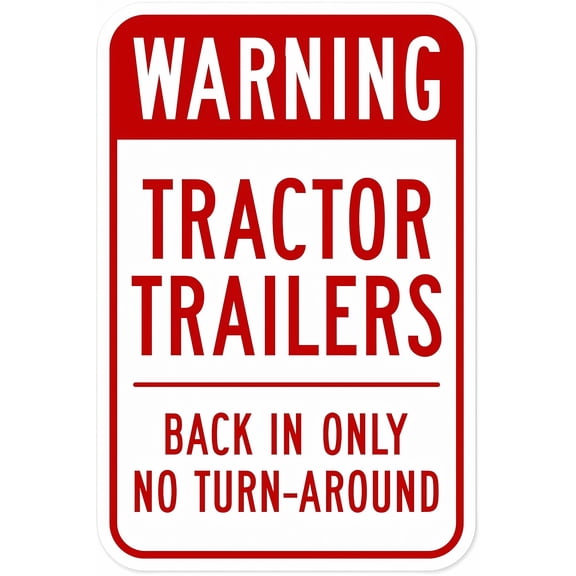 Warning Sign - Tractor Trailers Back in Only No Turn Around - 8"x12" Aluminum Rust-Proof Fade Resistant Sign, Loading Zone Decor for Warehouses Businesses