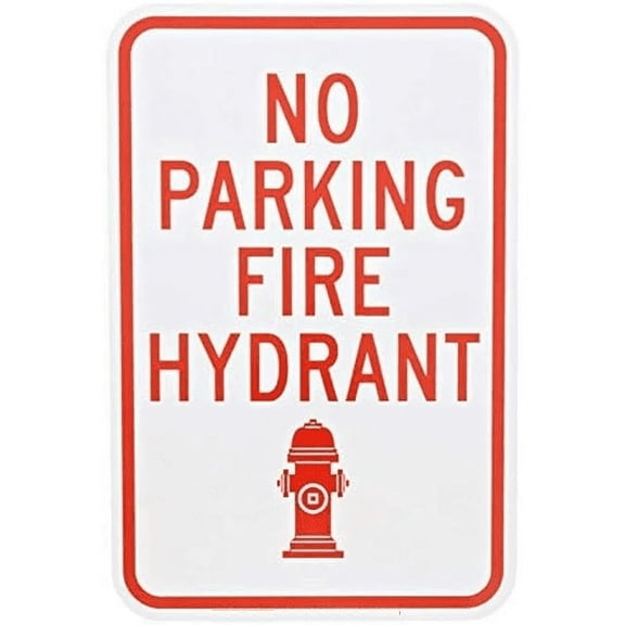 Warning Sign Traffic Control Sign No Parking Fire Hydrant Sign Business Sign 12X8 Inches Aluminum Metal Tin Sign