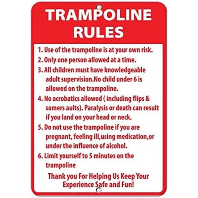 Trampolinme Sign Rv Warning Sign Trampoline Rules Activity Sign Park Signs Park Rules Signs ...