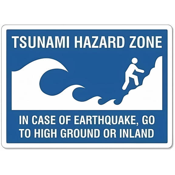 Warning Sign - Tsunami Warning Alert, 8"x12" Metal Safety Sign, for Coastal Areas, Seaside Communities, Natural Disaster Sign, Emergency Warning