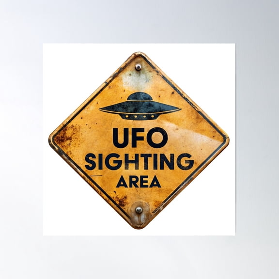 Warning Sign - Ufo Sighting Area Poster Wall Art, Modern Wall Decor For Living Room Bedroom, 30x30 UNFRAMED