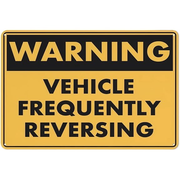 Warning Sign - Vehicle Frequently Reversing, 8"x12" Aluminum Sign, for Farm, Garden, Garage, Parking Lots, Traffic Safety Sign, Reverse Alert Sign