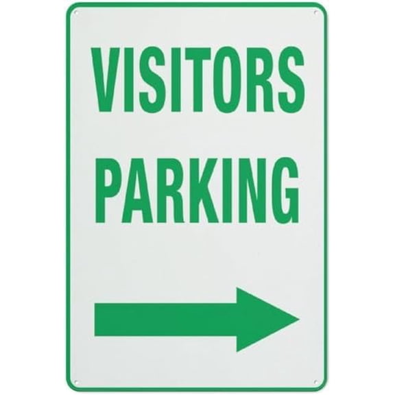 Warning Sign - Visitors Parking Right Arrow, Rust Free Aluminum Sign, Weather Resistant, Waterproof, for Commercial Areas, 12x8 inch