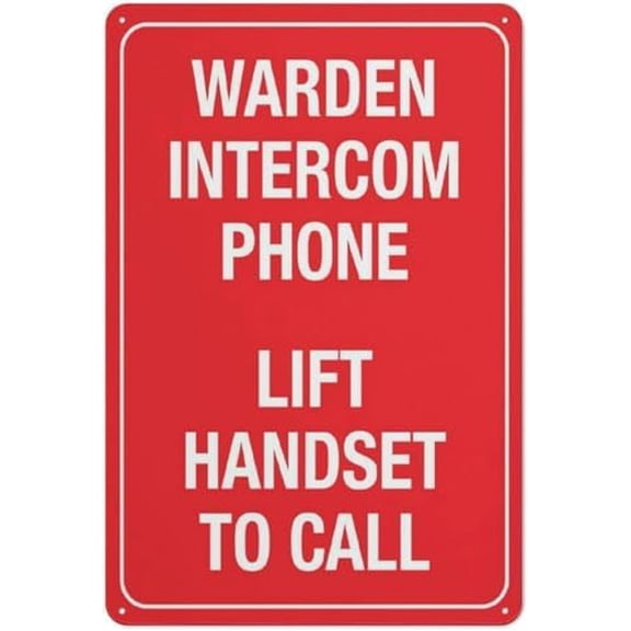 Warning Sign - Warden Intercom Phone Lift Handset to Call, Aluminum Rust-Proof Safe Sign, for Home, Business, Areas, Driveway Alerts, 12x8 inch