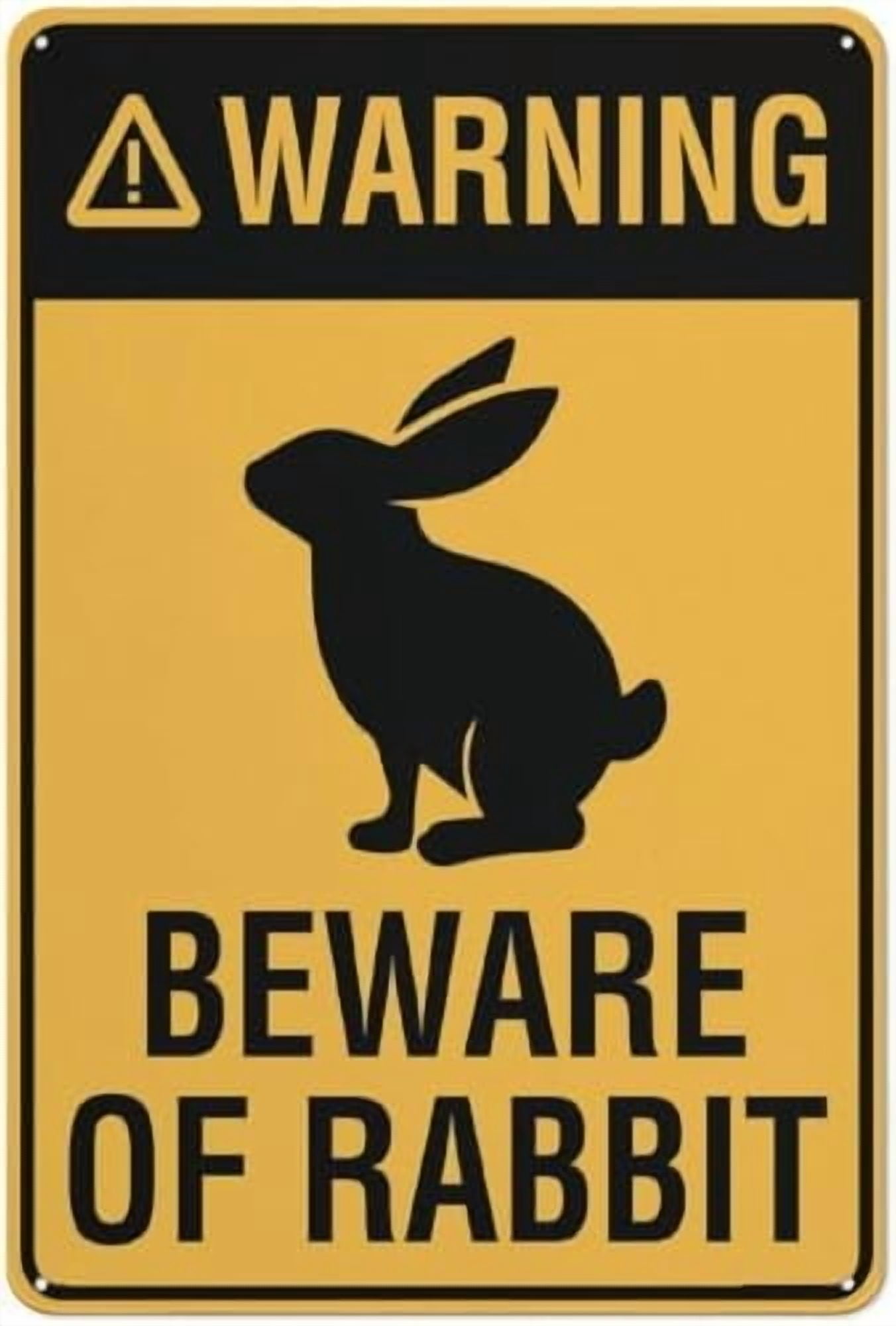 Warning Sign - Warning Beware of Rabbit Yellow, Aluminum Warning Tin ...
