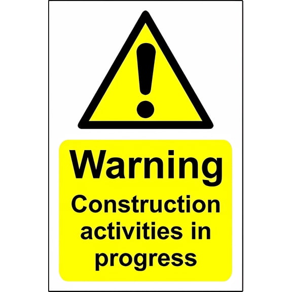 Warning Sign Warning Construction Activities in Progress - 8"x12" Metal Tin Business Sign, Construction Safety Decor for Home Business Outdoor Work Zone
