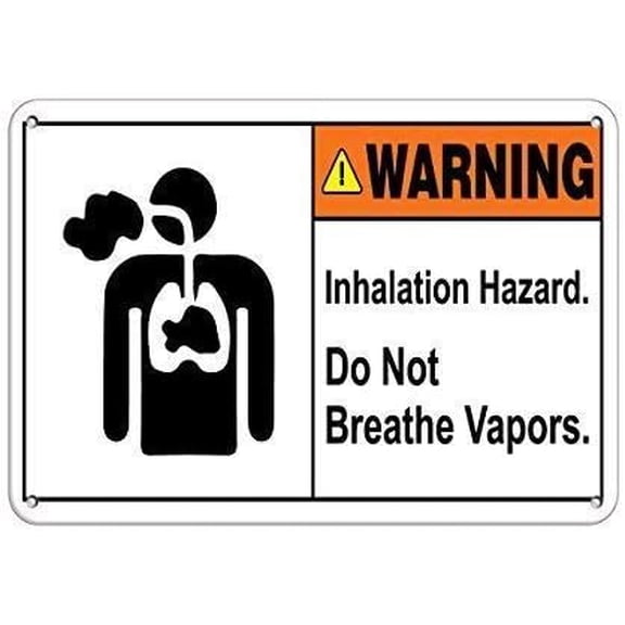 Warning Sign Warning Inhalation Hazard Do Not Breathe Vapors Sign Business Sign 12X8 Inches Aluminum Metal Tin Sign