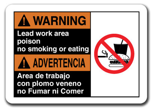 Warning Sign - Warning Lead Work Area Poison No Smoking Or Eating ...