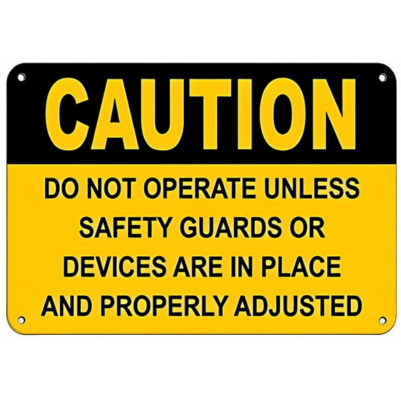 Warning Sign Warning Operate Machines with Guard Only - 12×8 Inches, Aluminum Metal Tin, Business Workplace Safety Decor