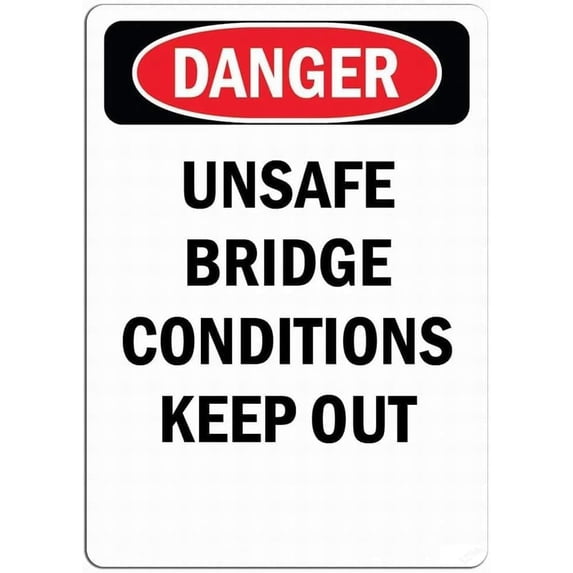 Warning Sign Warning Plaque Wall Decor Danger Sign - Unsafe Bridge Conditions Keep Out Tin Metal Signs Courtyard Decoration Office Sign Outdoor & Indoor Safety Sign 8 X 12 Inch
