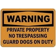 thumbnail image 1 of Warning Sign Warning Private Property No Trespassing Guard Dogs On Duty Sign Business Sign 12X8 Inches Metal Tin Sign, 1 of 4
