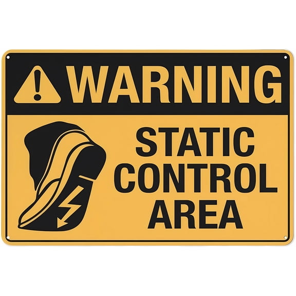 Warning Sign Warning Static Control Area - 12×8 Inches, Rustic Metal Tin, Cafes Bars Labs Outdoor Art Decor