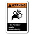 thumbnail image 1 of Warning Sign - Warning This Machine Starts Automatically 7"x10" Plastic Safety Sign ansi osha, 1 of 1