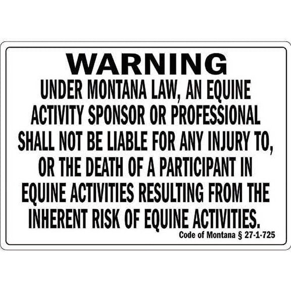 Warning Sign Warning Under Montana Law an Equine Activity Sign Business Sign 12X8 Inches Metal Tin Sign