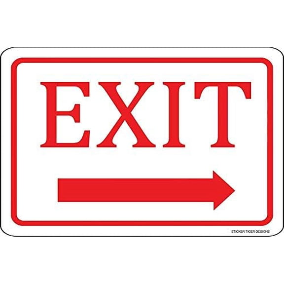 Warning Sign White Exit Right Arrow Sign - Business Directional Door Signs Sign Business Sign 12X8 Inches Metal Tin Sign