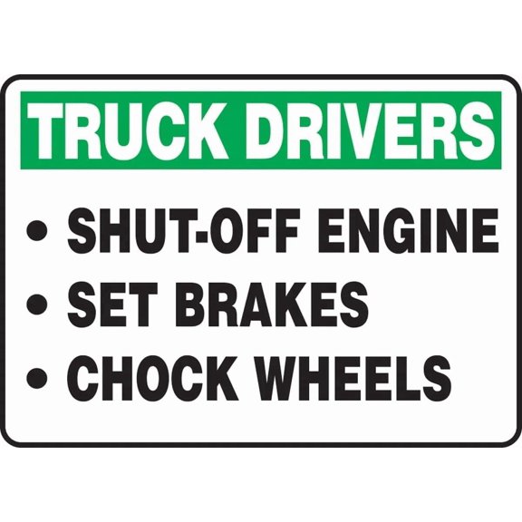 Warning Sign for Truck Drivers Safety Procedures Metal Tin Plaque 8x12 Inch for Loading Zones and Business Public Use