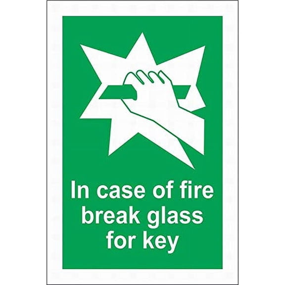 Warning Sign in Case of Fire Break Glass for Key Road Sign Business Signes Metal Tin Sign (Aluminum) Size: 8 x 12 inch