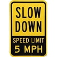 thumbnail image 1 of Warning Signs Metal Tin Sign - Road Two-Sided, Legend Slow Down - Speed Limit 5 Mph Outdoor Industrial Sign 12x8 Inches Warning Signs Prompt Signs, 1 of 4