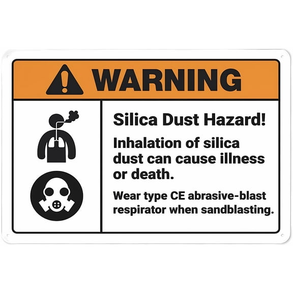 Warning Silica Dust Hazard Inhalation Cause Illness - 8"x12" Rust Free Aluminum UV Printed Sign with 4 Pre-Drilled Holes for Business