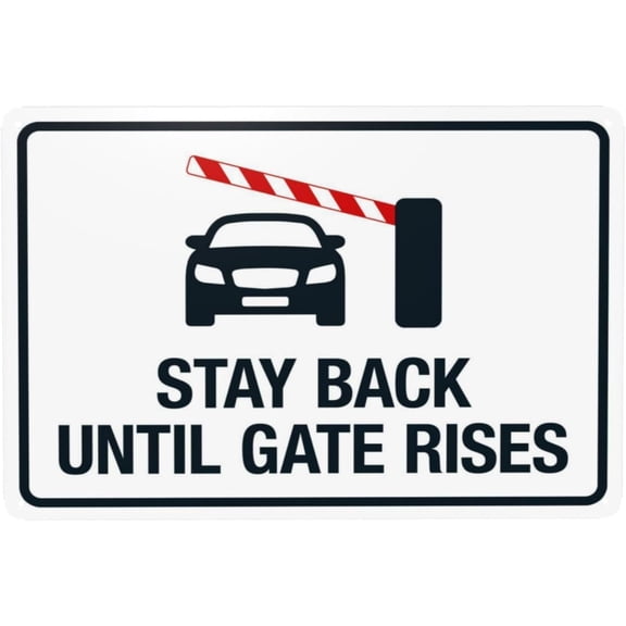 Warning Stay Back Until Gate Rises Metal Sign 8"x12", Gate Security Durable, For Home Business Road Yard Garage Street Wall Indoor Outdoor Gate Safety