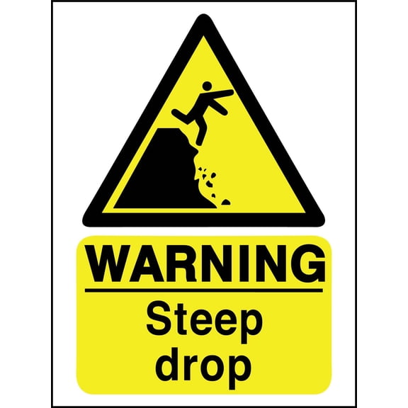 Warning Steep Drop Metal Sign Caution Danger Safety Security Warning Notice Signs (Aluminum) Size: 8 x 12 inch