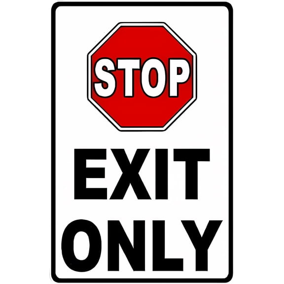 Warning Stop Exit Only Sign 8"x12" - Rust-Proof Aluminum for Buildings, Home Business Outdoor Indoor Exit Zones