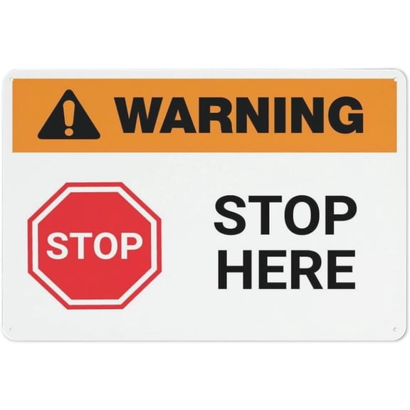 Warning Stop Here Retro Vintage Sign Home Bar Pub Kitchen Restaurant Wall Deocr Plaque Signs 12X8Inch