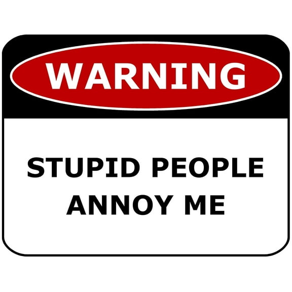 Warning Stupid People Annoy Me 11 inch by 9.5 inch Laminated Funny Sign