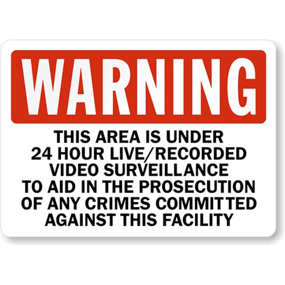 Warning Surveillance Metal Aluminum Sign Weatherproof Size: 16 x 12 Inch