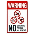 thumbnail image 1 of Warning No Swimming Fishing Ice Skating Warning Sign, Metal Signs for Business Home Outdoor Indoor Road Yard Garage Street Wall Caution Custom Decor 8 x 12 Inch, 1 of 4