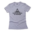 thumbnail image 1 of Warning Tells Dad Jokes At Random - Teenager Design Women's Cotton Grey T-Shirt, 1 of 2