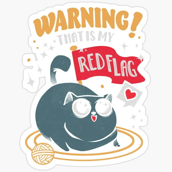 Warning! That'S My Red Flag Sticker Phone Decal Water Bottle Stickers ...