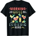 thumbnail image 1 of Warning The Girls are Drinking Again Funny Wine Cocktail T-Shirt, 1 of 4