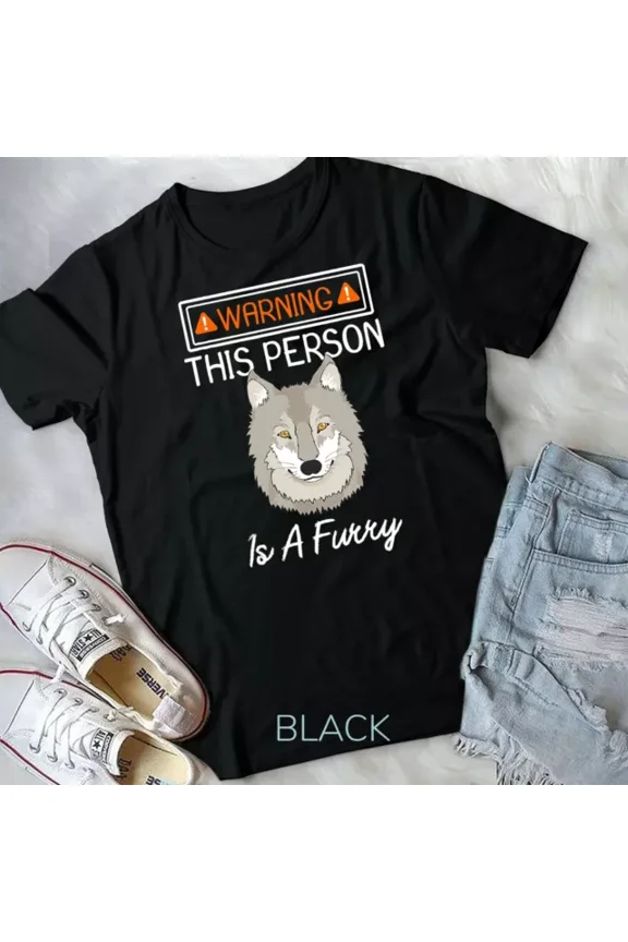 Warning This Person Is A Furry Fandom Furries Cosplay Design Unisex T-Shirt Unisex S-5XL Hot Trending Shirt, Vintage Birthday Gift