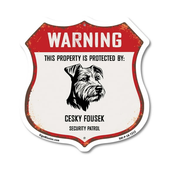 Warning This Property is Protected by Cesky Fousek 12 inch X 12 inch Shield-Shaped Rust-Free Aluminum Metal Sign Weather Resistant Made in the USA