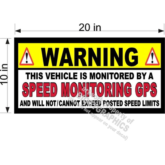 Warning This Vehicle is Monitored by A Speed Monitoring GPS NO Speeding Work Travel Decal CHOOSE SIZE!
