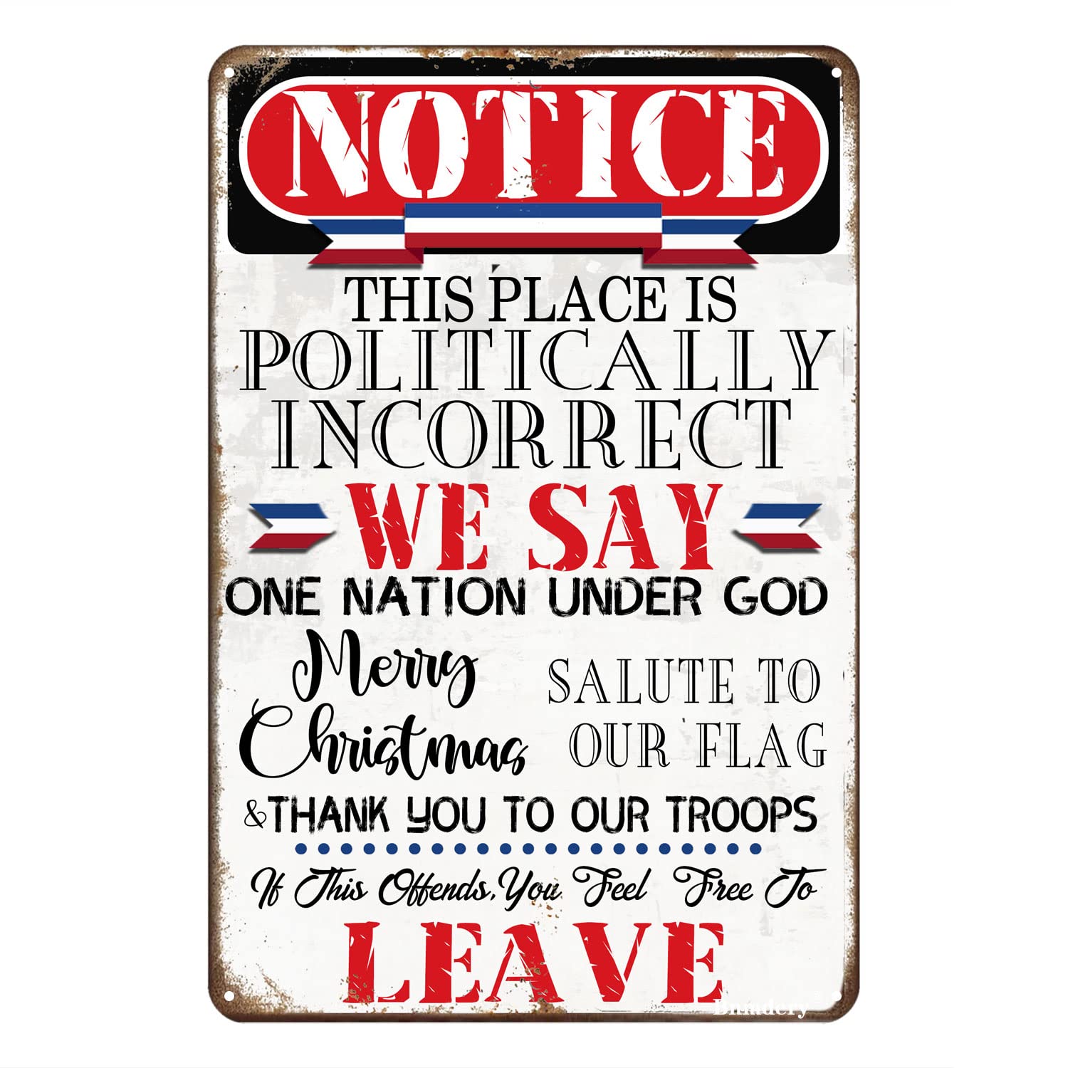 Warning Tin Notice This Place is Politically Incorrect Retro Metal Sign ...
