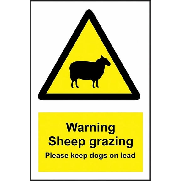 Warning Tin Sign Warning Sheep Grazing Please Keep Dogs On Lead - 8"x12" Weather Fade Resistant Sign, Livestock Safety Decor for Home Hotel Apartment Outdoor