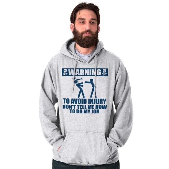 Warning To Avoid Injury Funny Cartoon Hoodie Hooded Sweatshirt Men Brisco Brands M