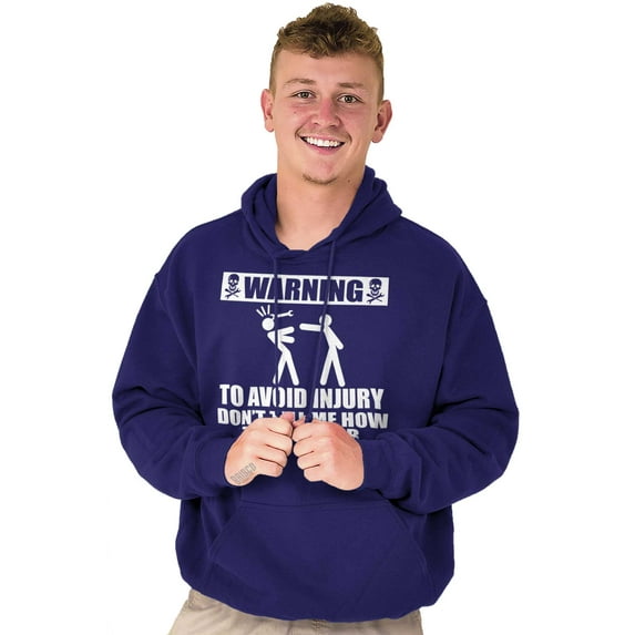 Warning To Avoid Injury Funny Cartoon Hoodie Hooded Sweatshirt Men Brisco Brands S