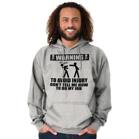 Warning To Avoid Injury Funny Cartoon Men's Big & Tall Graphic Hoodie Brisco Brands 3X