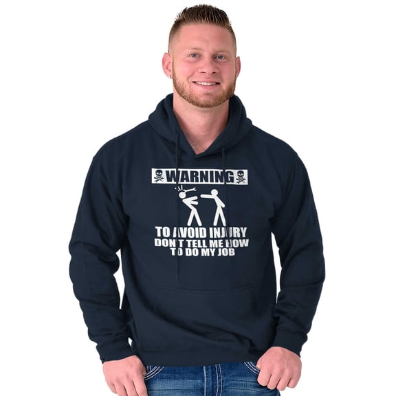 Warning To Avoid Injury Funny Cartoon Men's Big & Tall Graphic Hoodie Brisco Brands 3X