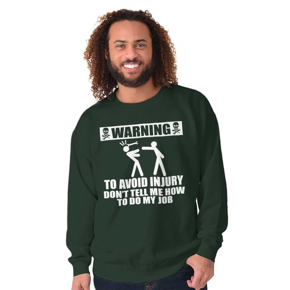 Warning To Avoid Injury Funny Cartoon Men's Crewneck Sweatshirt Brisco Brands S
