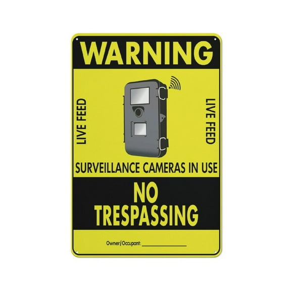 Warning Trail Surveillance Cameras In Use No Trespassing Sign Outdoor Signs Uv Ink Printed For House And Business (Aluminum) Size: 8 x 12 inch