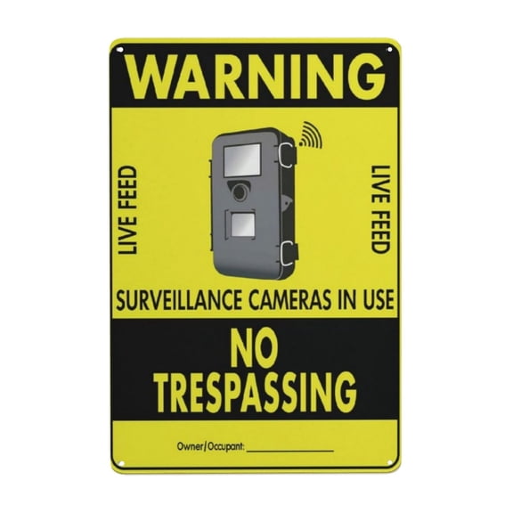 Warning Trail Surveillance Cameras In Use No Trespassing Sign Tin Sign Warning Metal Sign Vintage Sign Wall Decor for Home Coffee Shop Club Decoration 8x12 Inch