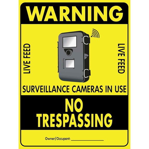 Warning Trail Surveillance Cameras in Use No Trespassing Sign Metal Tin Sign 8x12 Inches Caution Danger Safety Security Warning Notice Signs
