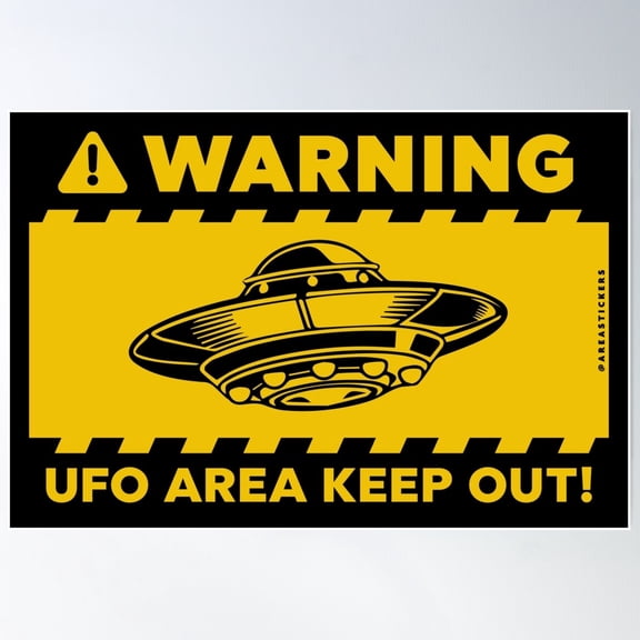 Warning Ufo Area Keep Out - Signal Poster Wall Art, Modern Wall Decor For Living Room Bedroom, 8x12 UNFRAMED